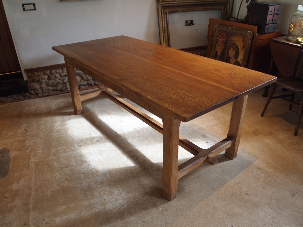 Table refectory farmhouse extending Oak Arts and Crafts c1920 View V