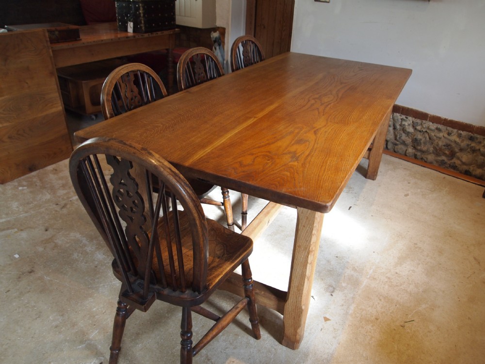 Table refectory farmhouse extending Oak Arts and Crafts c1920 View VI