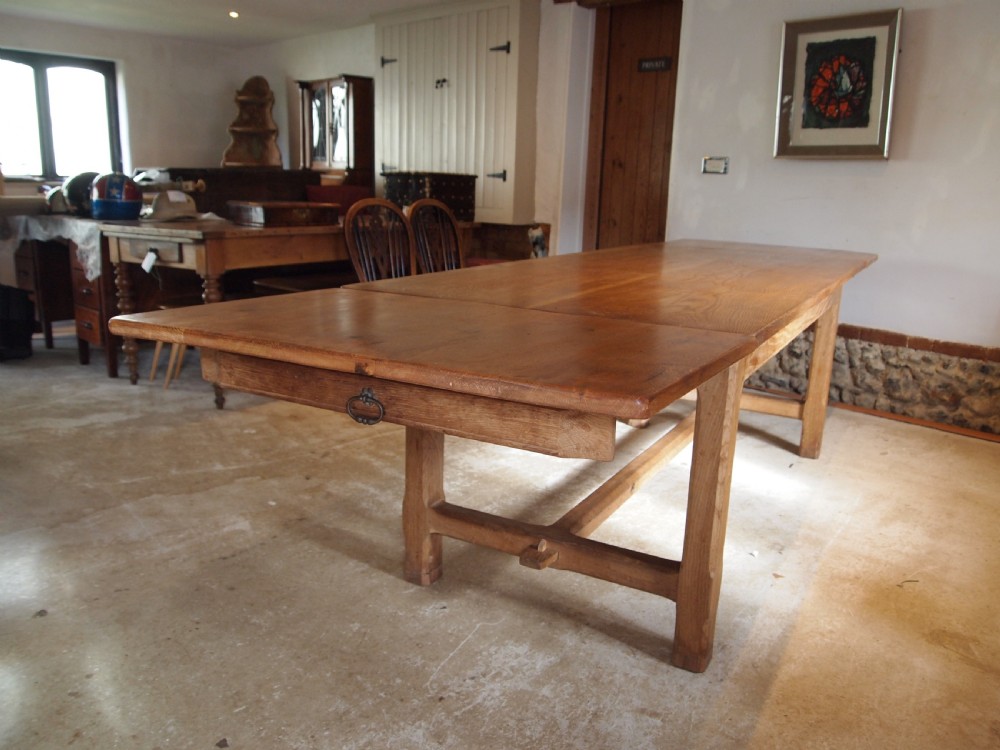 Table refectory farmhouse extending Oak Arts and Crafts c1920 View VIII