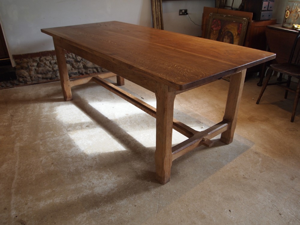 Table refectory farmhouse extending Oak Arts and Crafts c1920 View X