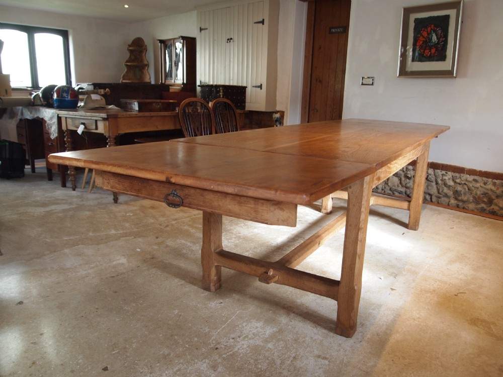 Table refectory farmhouse extending Oak Arts and Crafts c1920 View XI