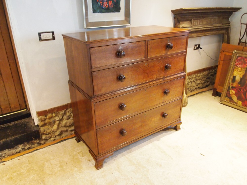 Chest of drawers rare George III Oak chest on chest c1800