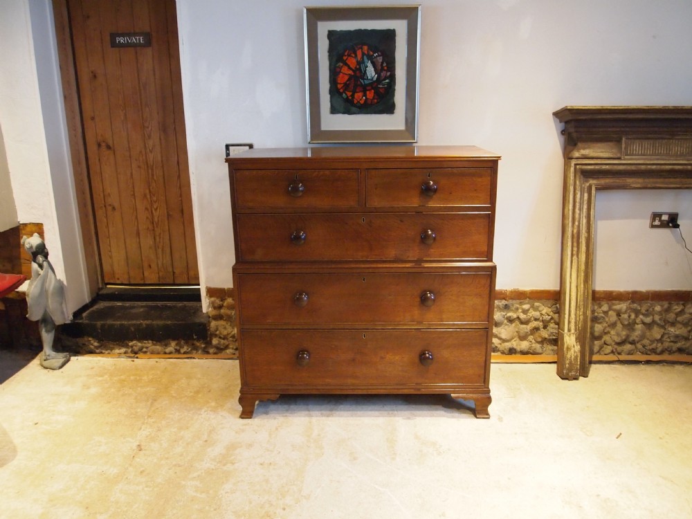 Chest of drawers rare George III Oak chest on chest c1800 View II