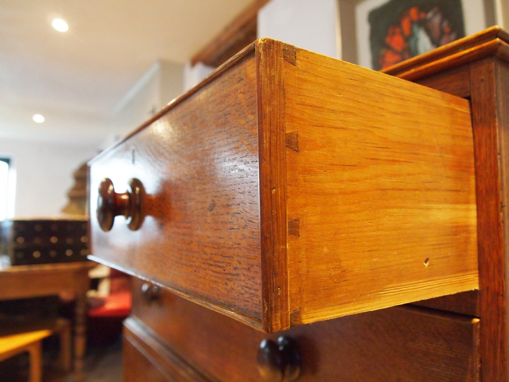 Chest of drawers rare George III Oak chest on chest c1800 View IX
