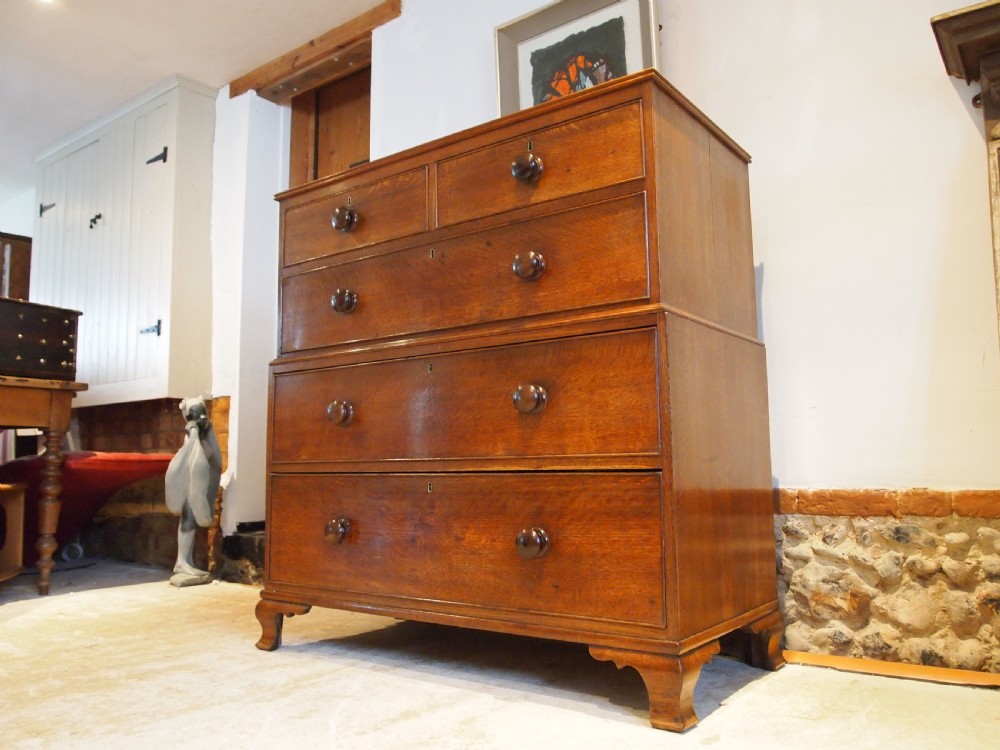 Chest of drawers rare George III Oak chest on chest c1800 View X