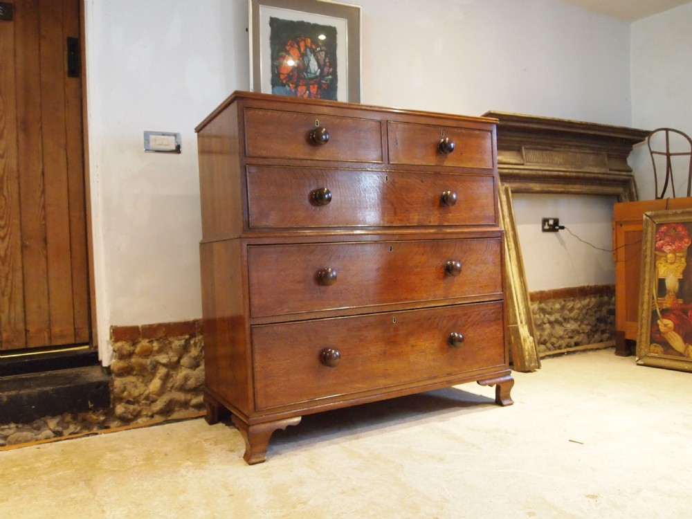 Chest of drawers rare George III Oak chest on chest c1800 View XIII