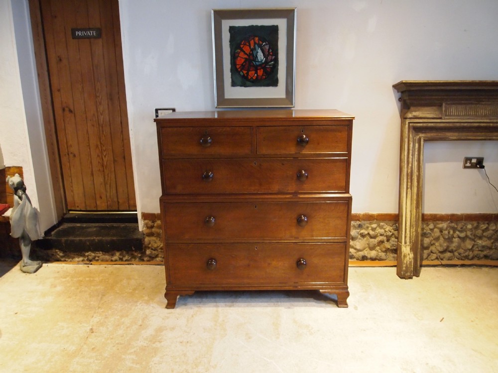 Chest of drawers rare George III Oak chest on chest c1800 View XIV