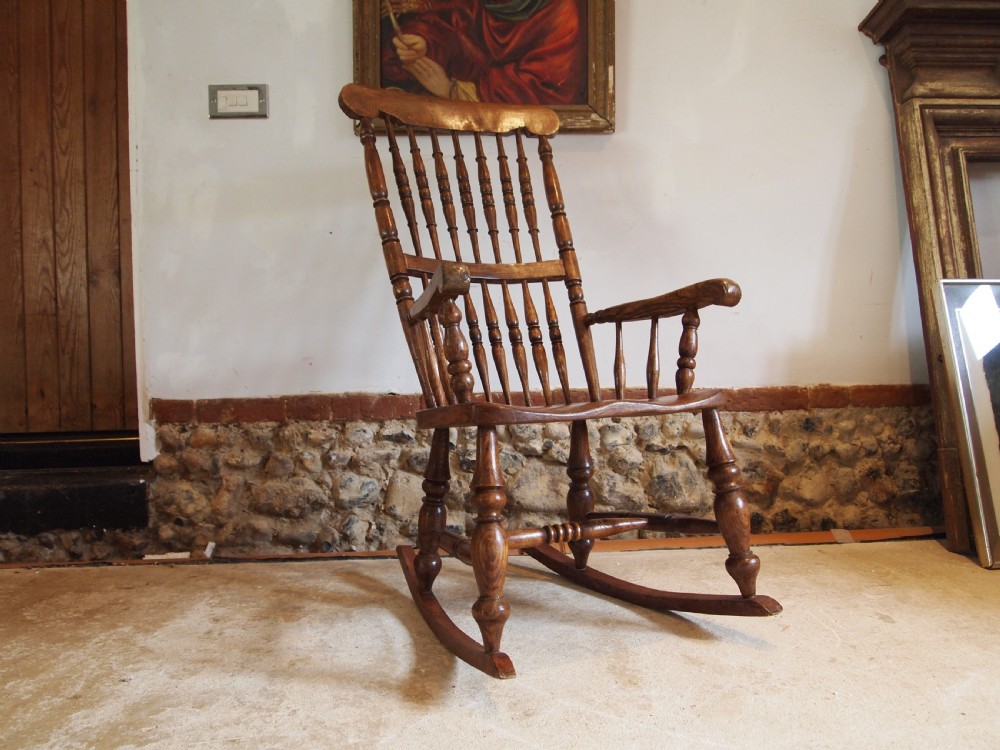Rocking chair Caistor Rocker John Shadford Victorian Elm c1870 View III