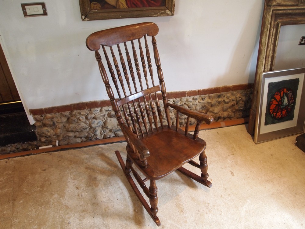 Rocking chair Caistor Rocker John Shadford Victorian Elm c1870 View XVI