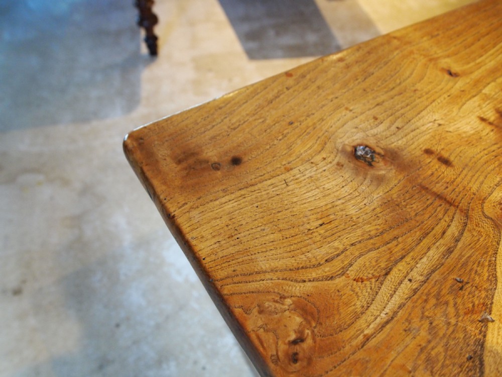 Table stunning very rare Elm two plank refectory farmhouse dining c1820 View XI