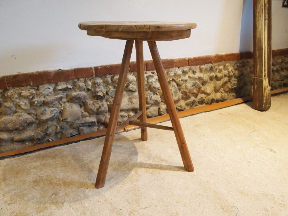 Table rare primitive cricket table side hall lamp Pine c1810 View V