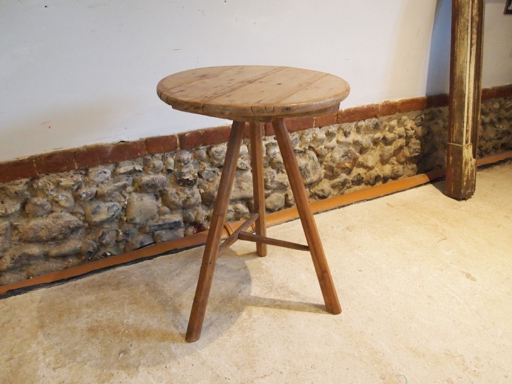 Table rare primitive cricket table side hall lamp Pine c1810 View VI