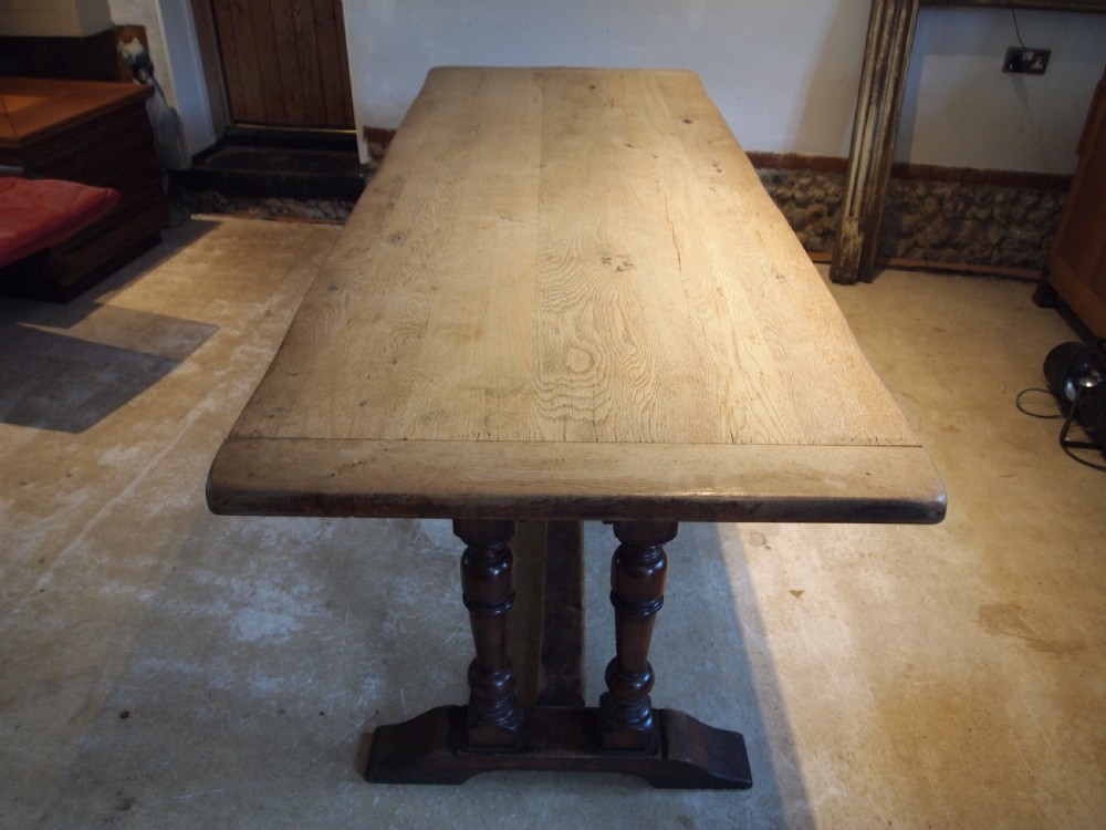 Table large French Oak monastic refectory dining table c1890 View V