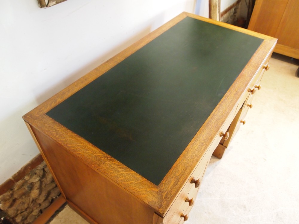 Desk Arts & Crafts Oak Cotswold school design Retailed by Harvey Nichols c1930 View II