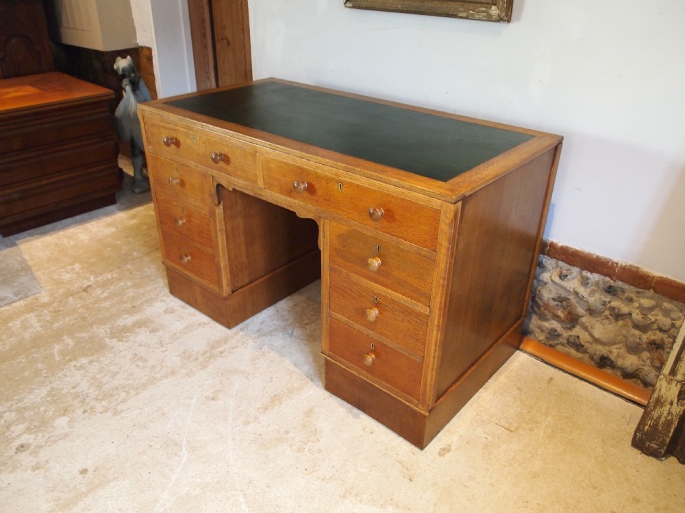 Desk Arts & Crafts Oak Cotswold school design Retailed by Harvey Nichols c1930 View V