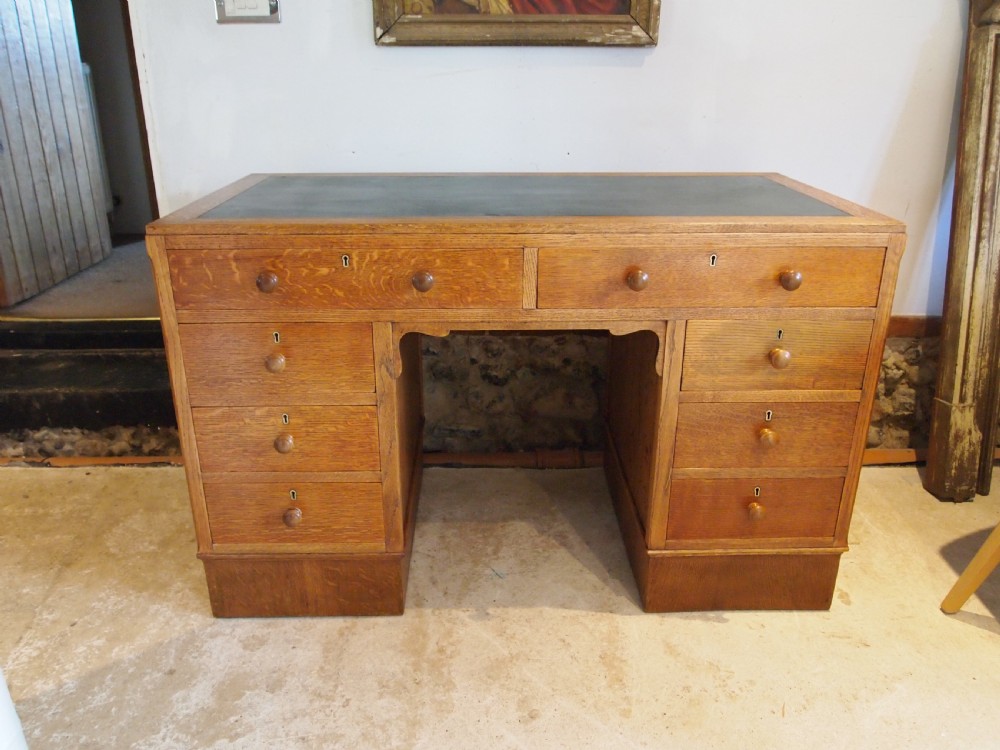 Desk Arts & Crafts Oak Cotswold school design Retailed by Harvey Nichols c1930 View VI