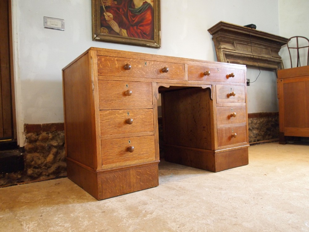 Desk Arts & Crafts Oak Cotswold school design Retailed by Harvey Nichols c1930 View IX
