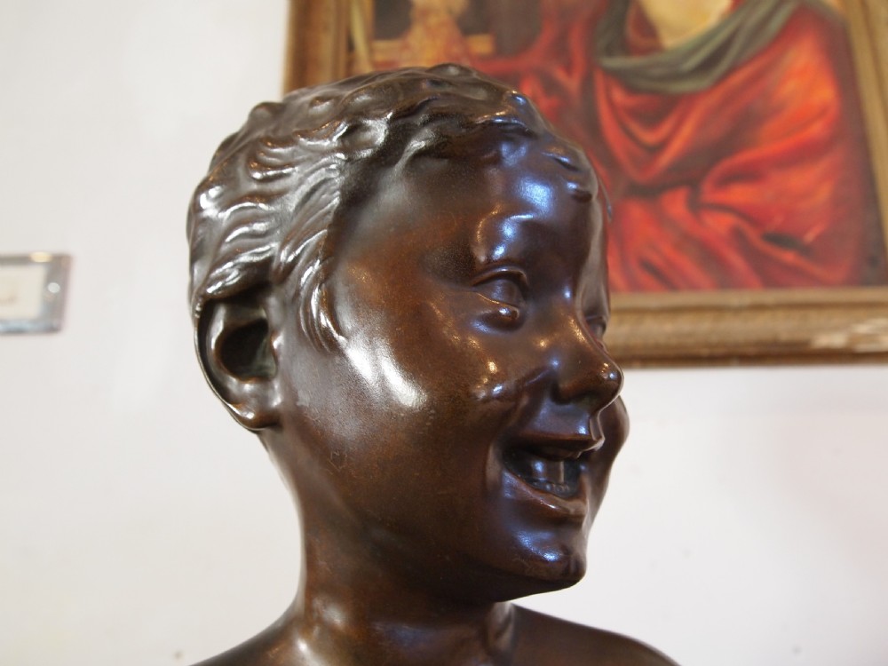 The Laughing boy Bronze and Elm rare Desiderio da Settignano 1430-1464 View IV