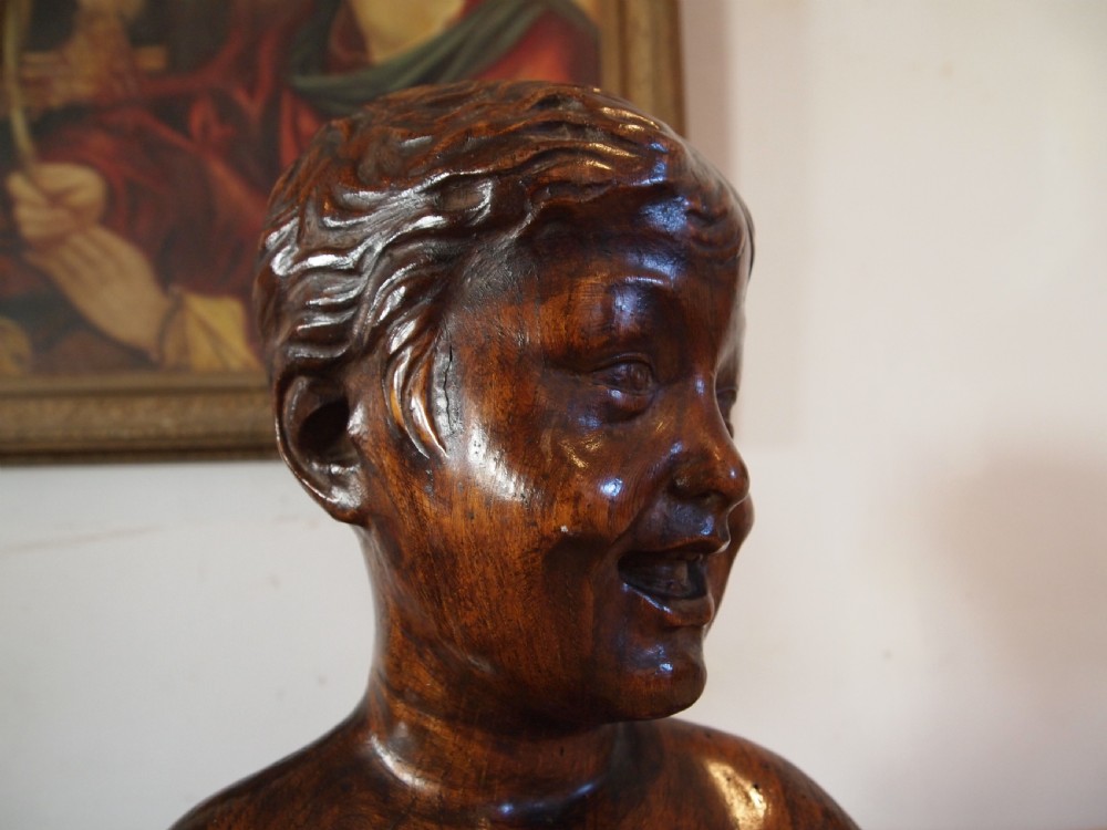 The Laughing boy Bronze and Elm rare Desiderio da Settignano 1430-1464 View IX
