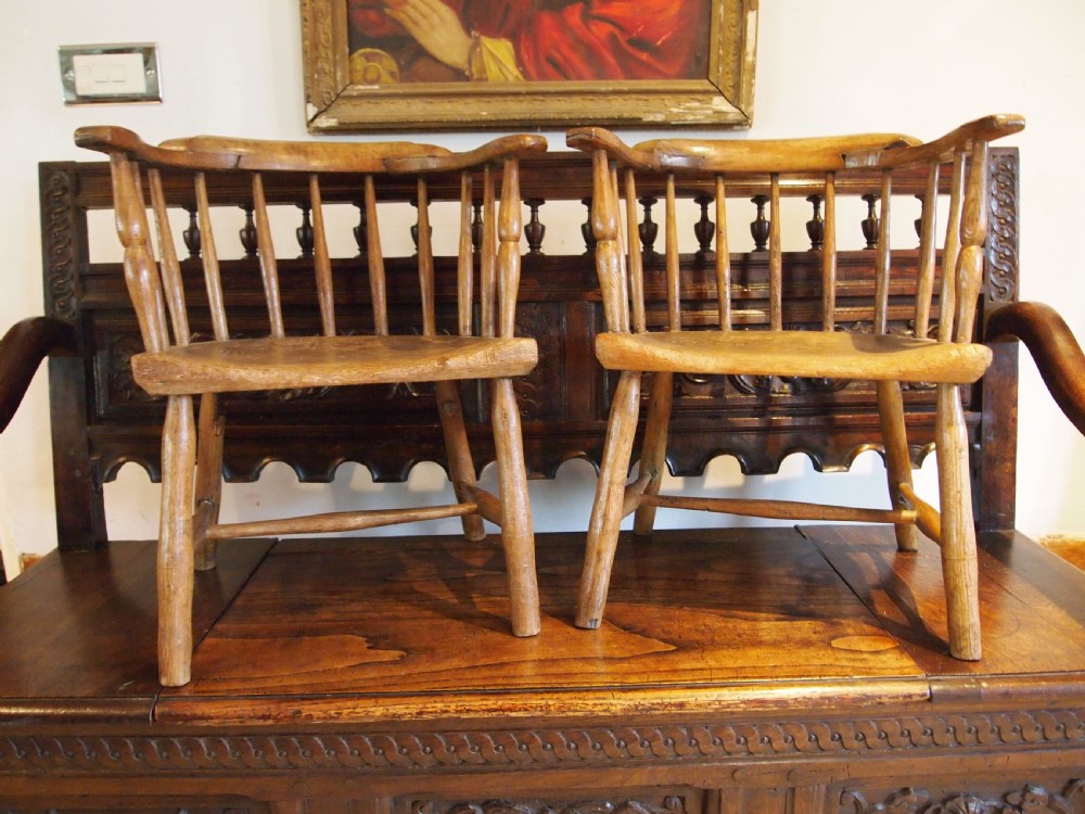 Chairs rare pair of George IV child's Windsor armchairs c1820 View III