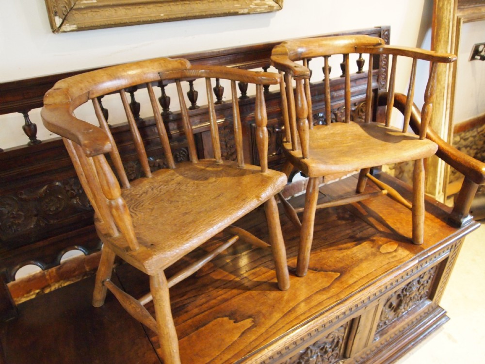 Chairs rare pair of George IV child's Windsor armchairs c1820 View VIII