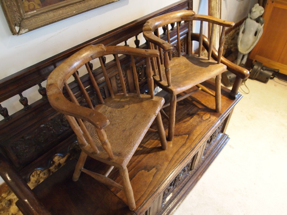 Chairs rare pair of George IV child's Windsor armchairs c1820 View X