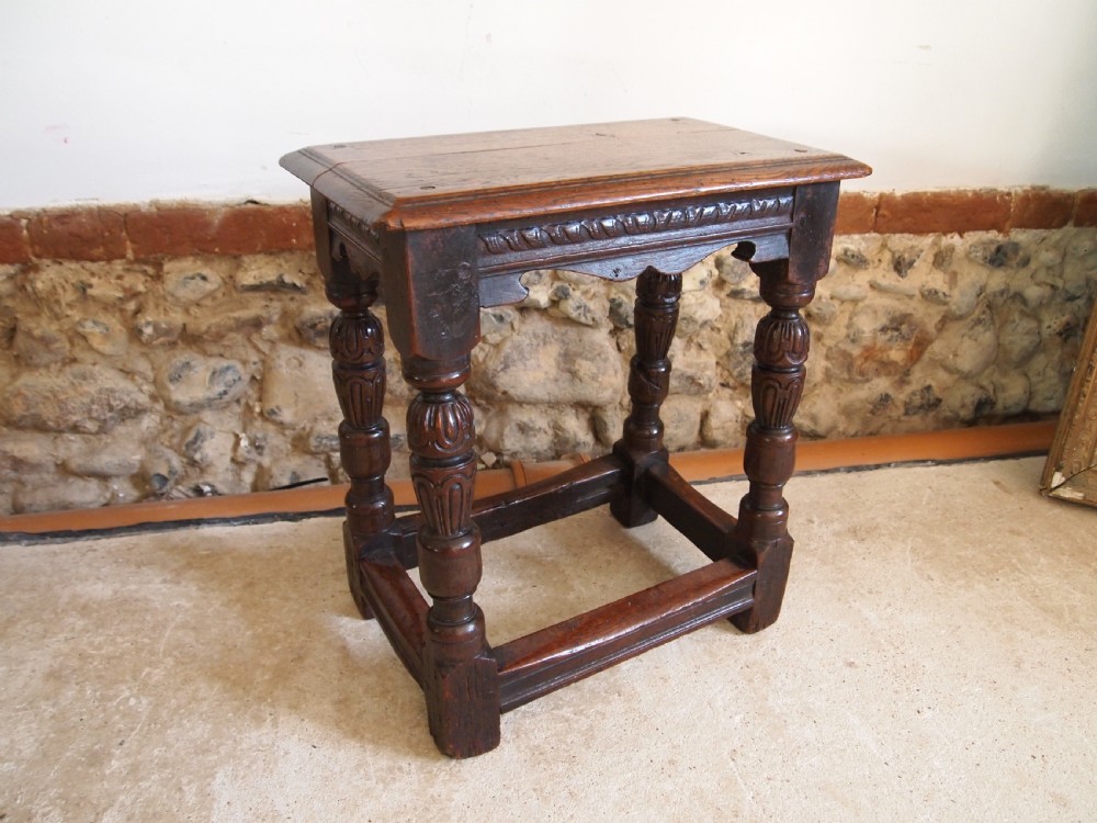 Stool Oak joint stool Elizabethan style c1880