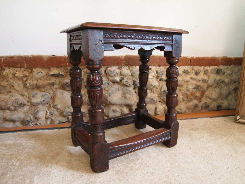 Stool Oak joint stool Elizabethan style c1880 View II