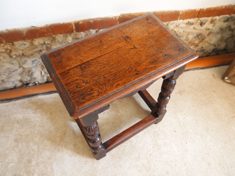 Stool Oak joint stool Elizabethan style c1880 View III