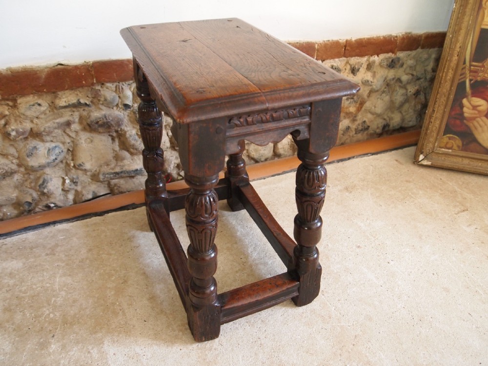 Stool Oak joint stool Elizabethan style c1880 View V