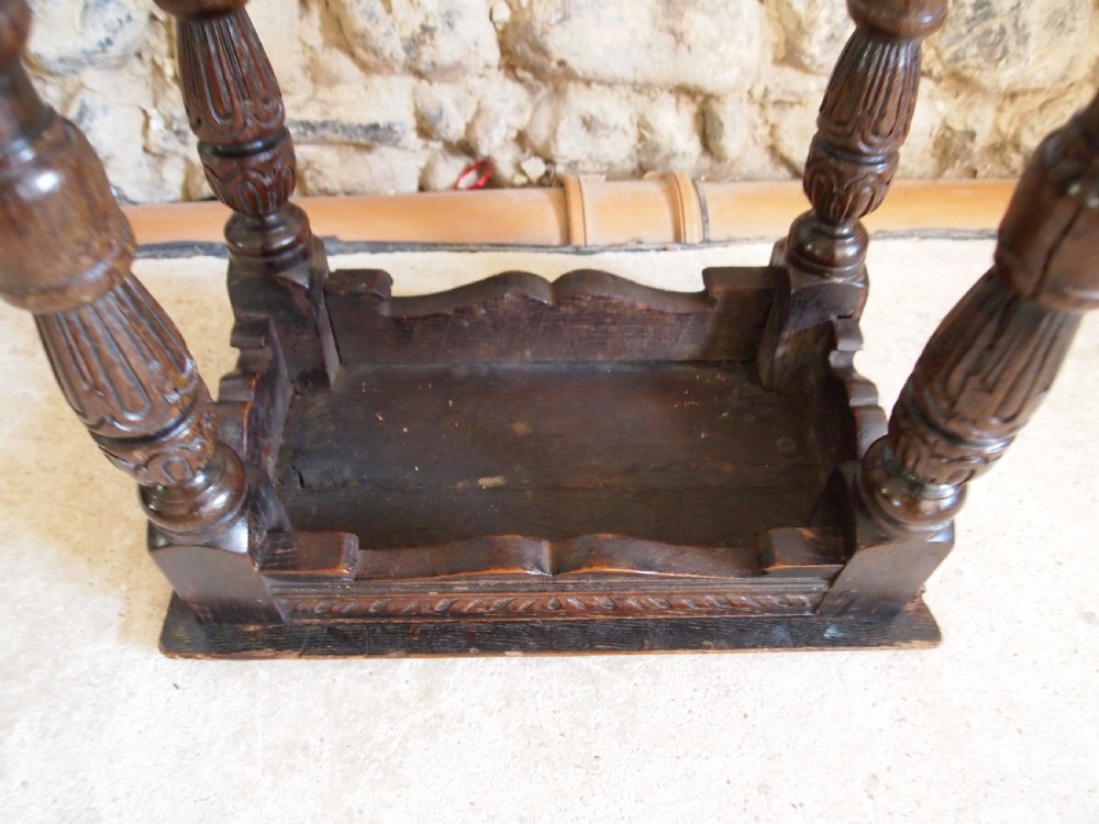 Stool Oak joint stool Elizabethan style c1880 View VIII