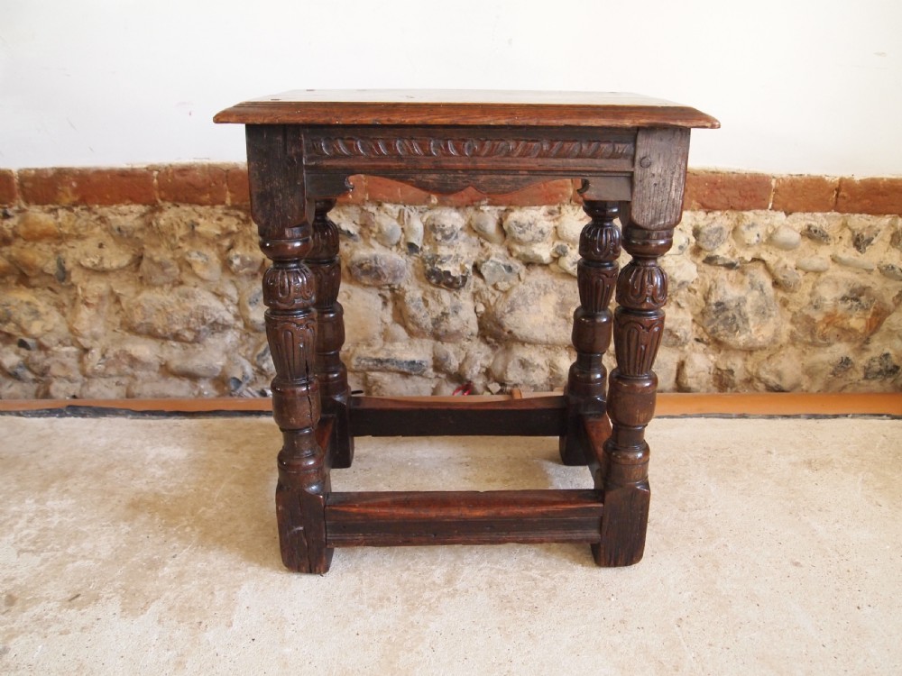 Stool Oak joint stool Elizabethan style c1880 View IX