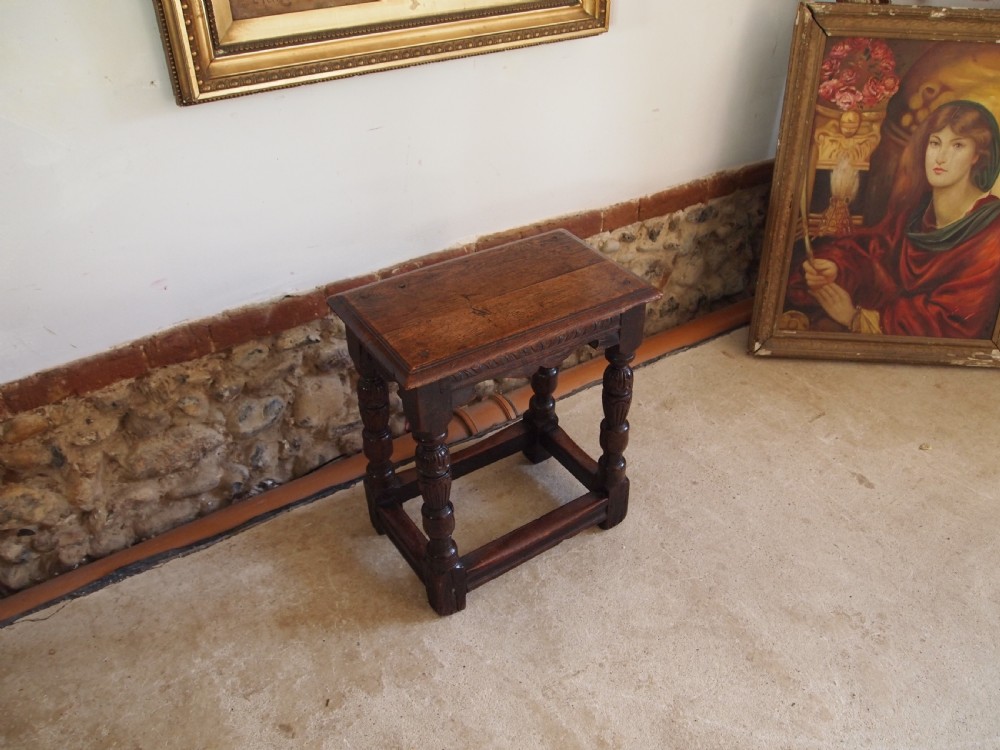 Stool Oak joint stool Elizabethan style c1880 View X