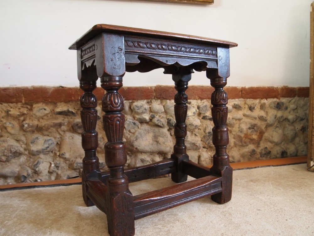 Stool Oak joint stool Elizabethan style c1880 View XI