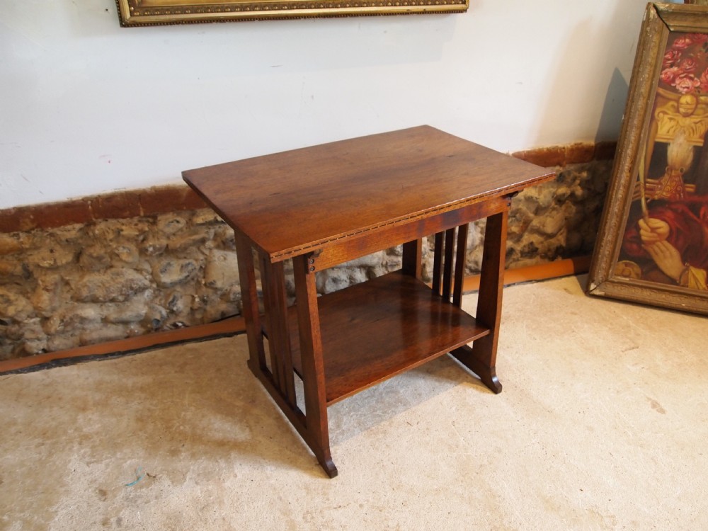 Table Arts and Crafts Mission type Walnut lamp hall coffee c1900 View II
