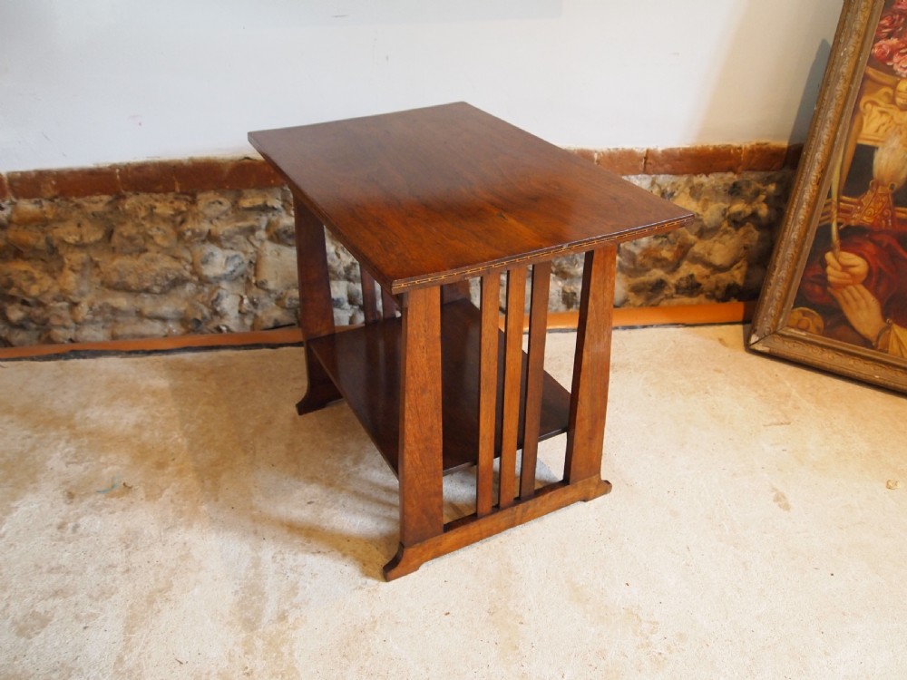 Table Arts and Crafts Mission type Walnut lamp hall coffee c1900 View V