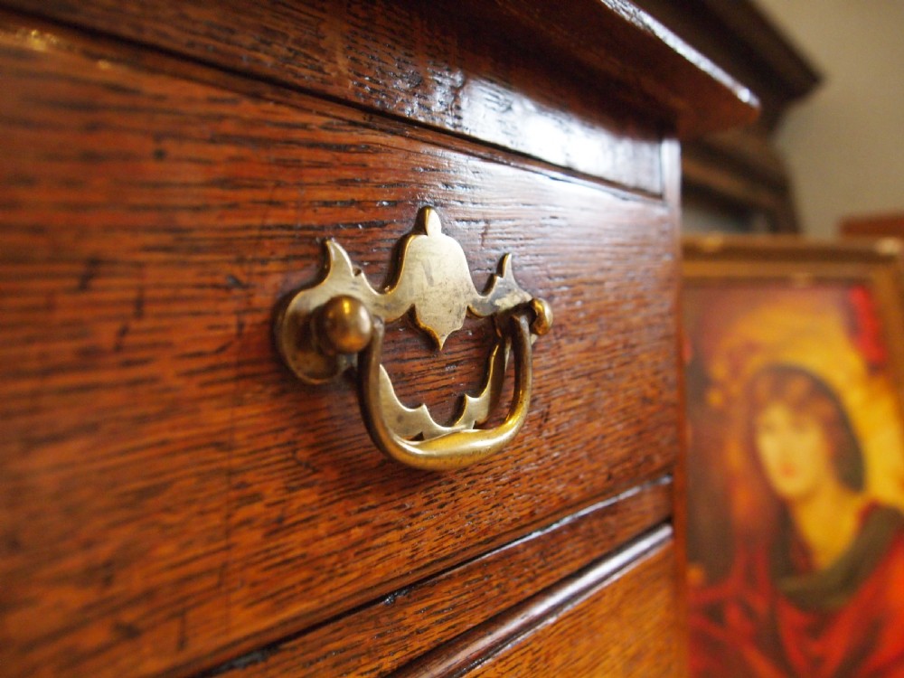 Chest of drawers rare small George III Oak original handles c1770 View II