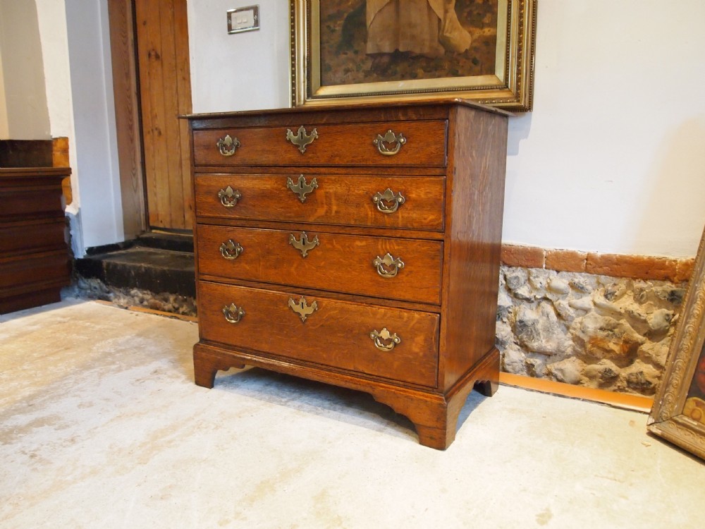 Chest of drawers rare small George III Oak original handles c1770 View III