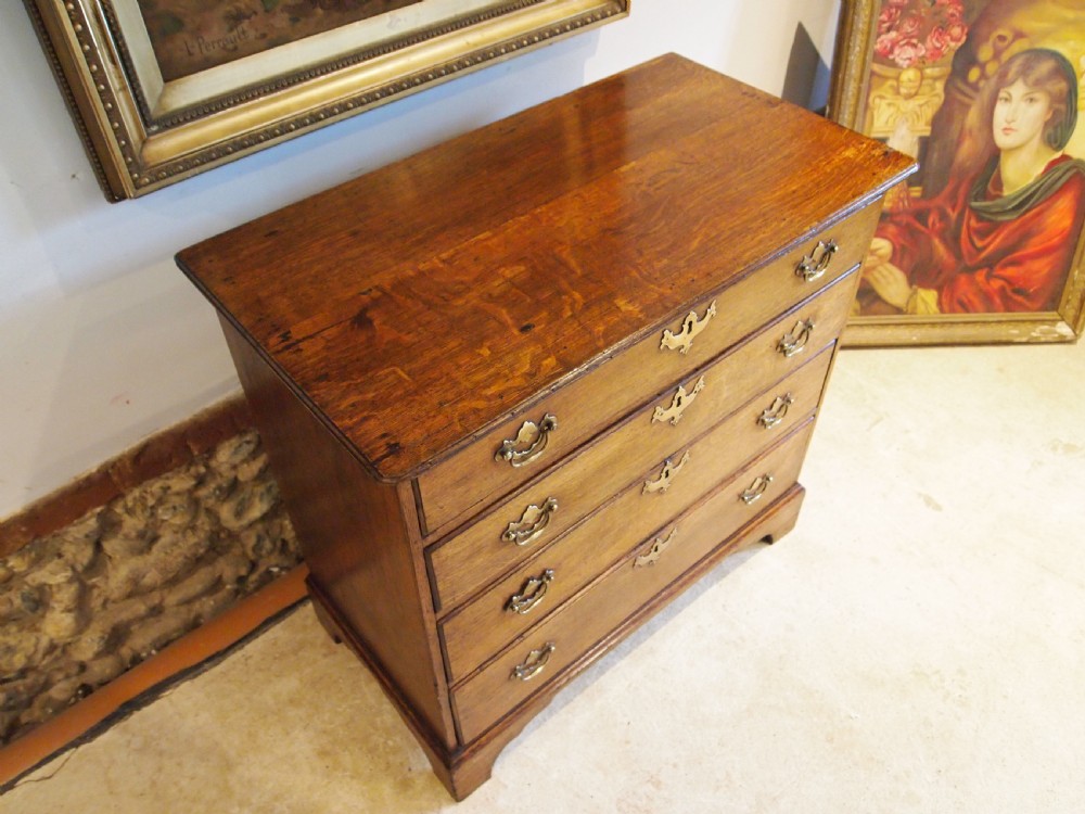 Chest of drawers rare small George III Oak original handles c1770 View VI