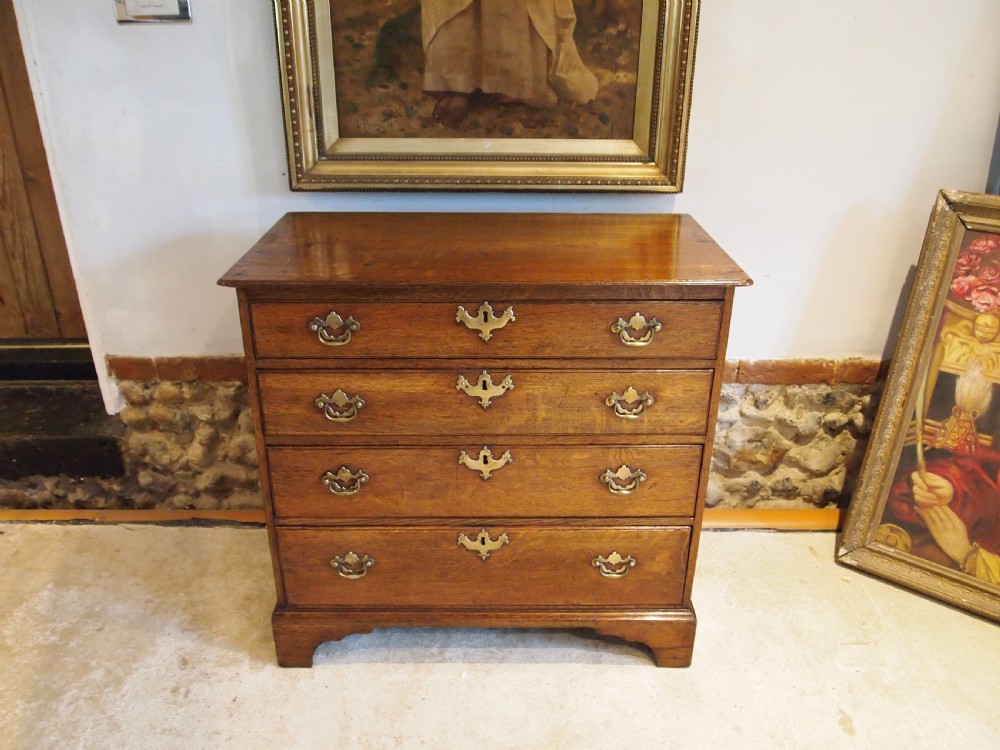 Chest of drawers rare small George III Oak original handles c1770 View VII