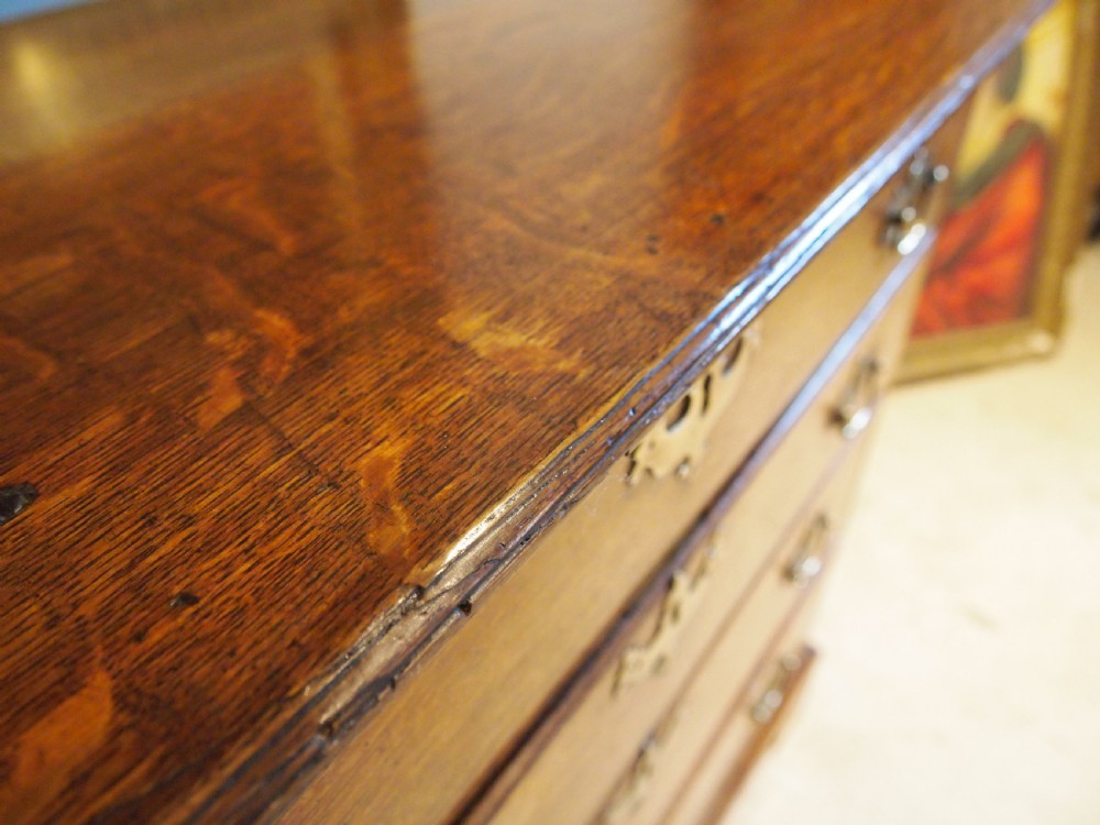 Chest of drawers rare small George III Oak original handles c1770 View IX