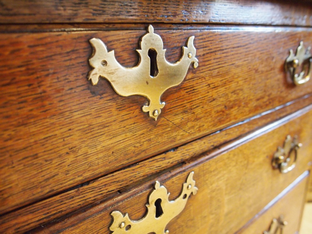 Chest of drawers rare small George III Oak original handles c1770 View X