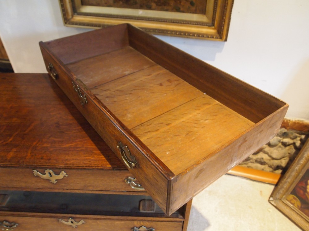 Chest of drawers rare small George III Oak original handles c1770 View XII