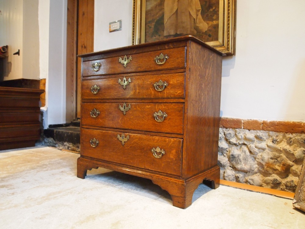 Chest of drawers rare small George III Oak original handles c1770 View XV