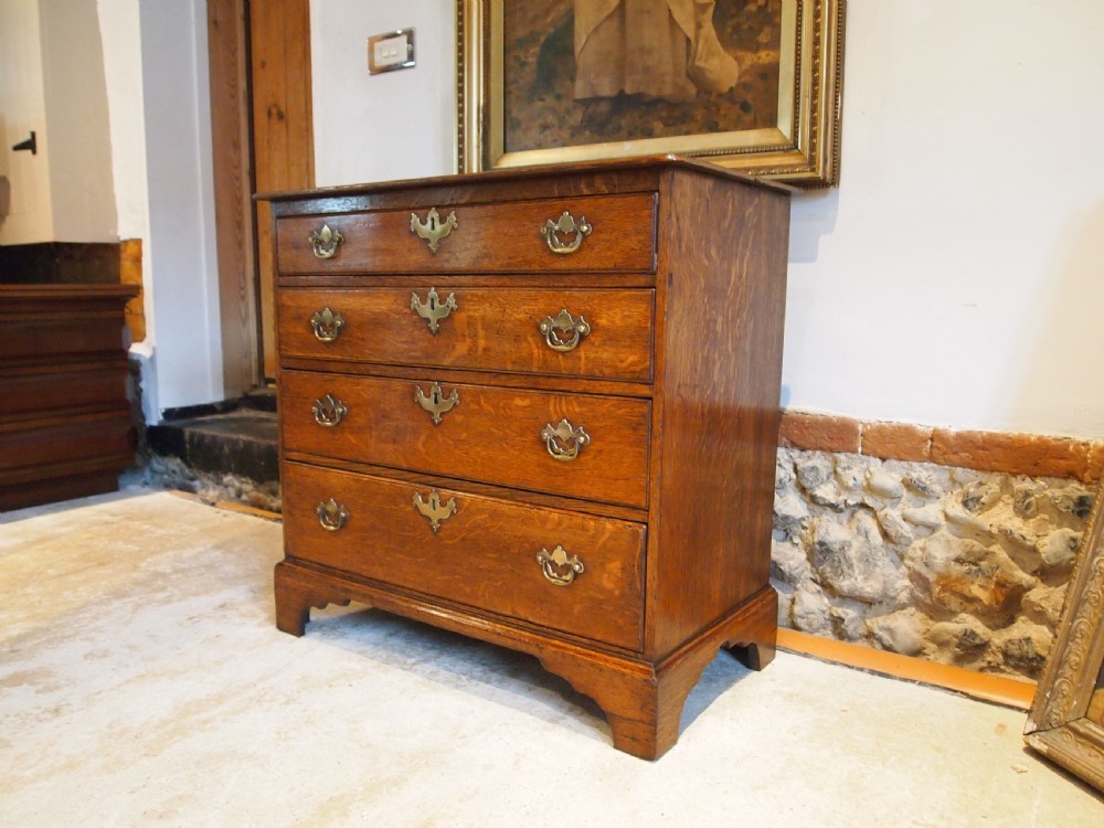 Chest of drawers rare small George III Oak original handles c1770 View XVI