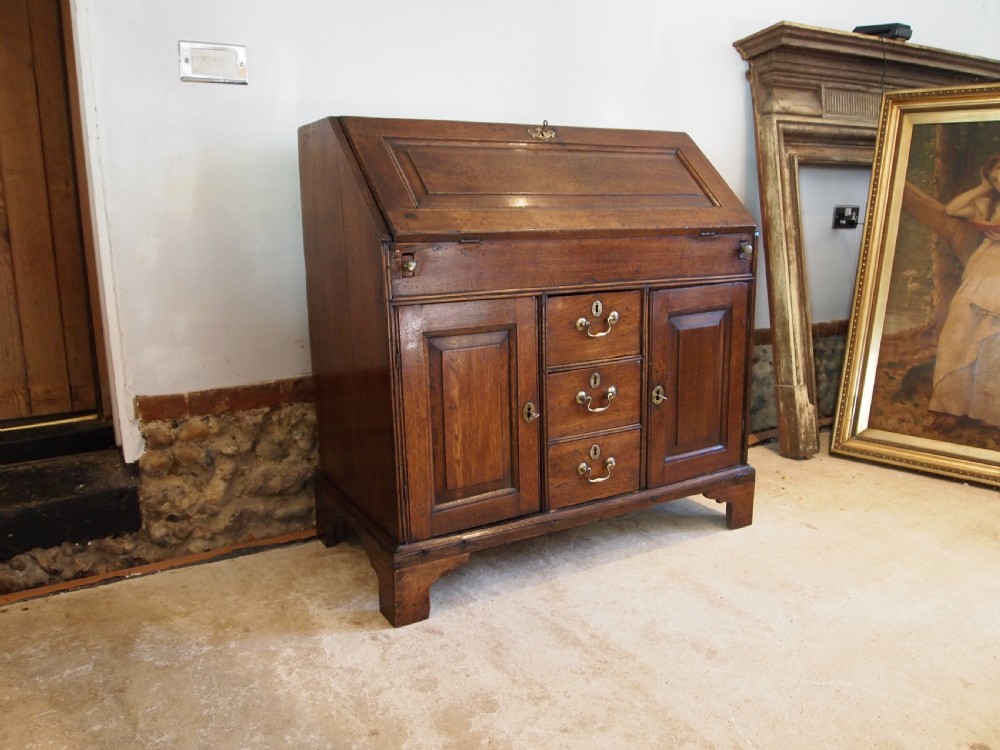 Bureau desk very rare Norfolk Wells George II Oak c1740 View II