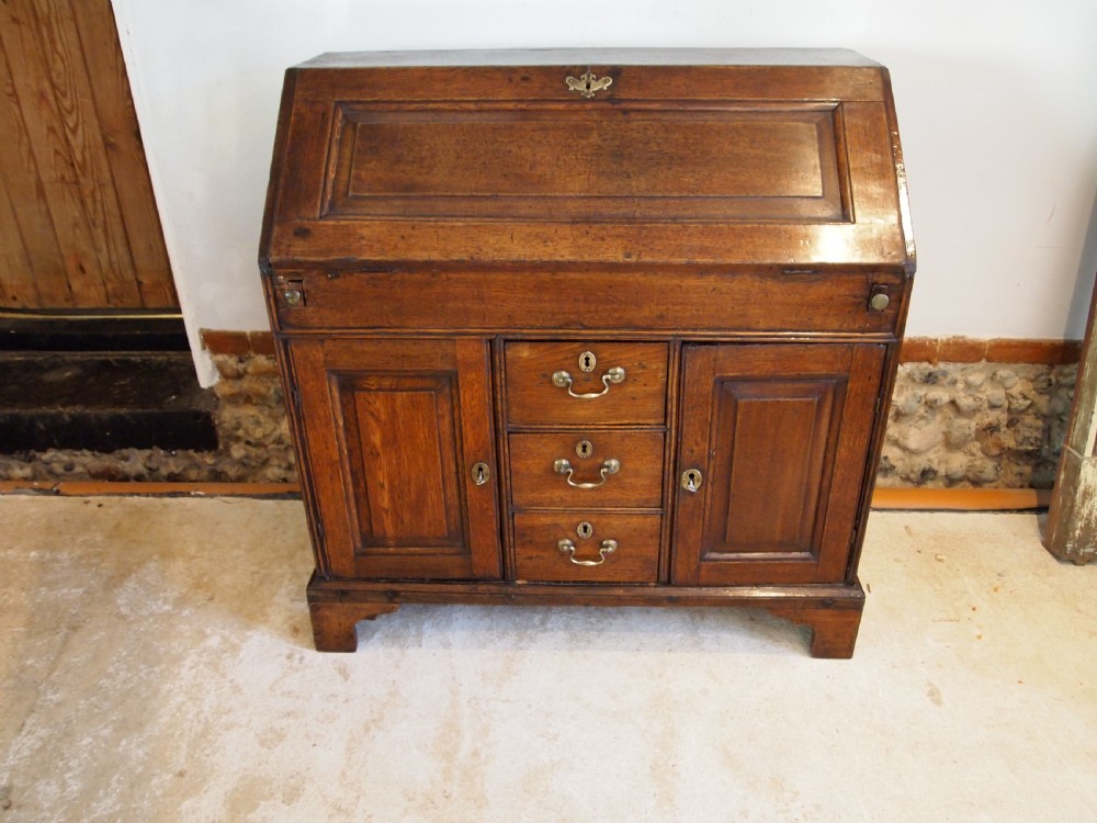 Bureau desk very rare Norfolk Wells George II Oak c1740 View VIII