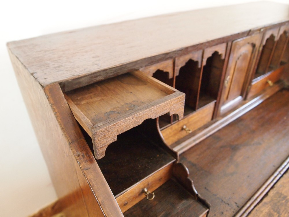 Bureau desk very rare Norfolk Wells George II Oak c1740 View X