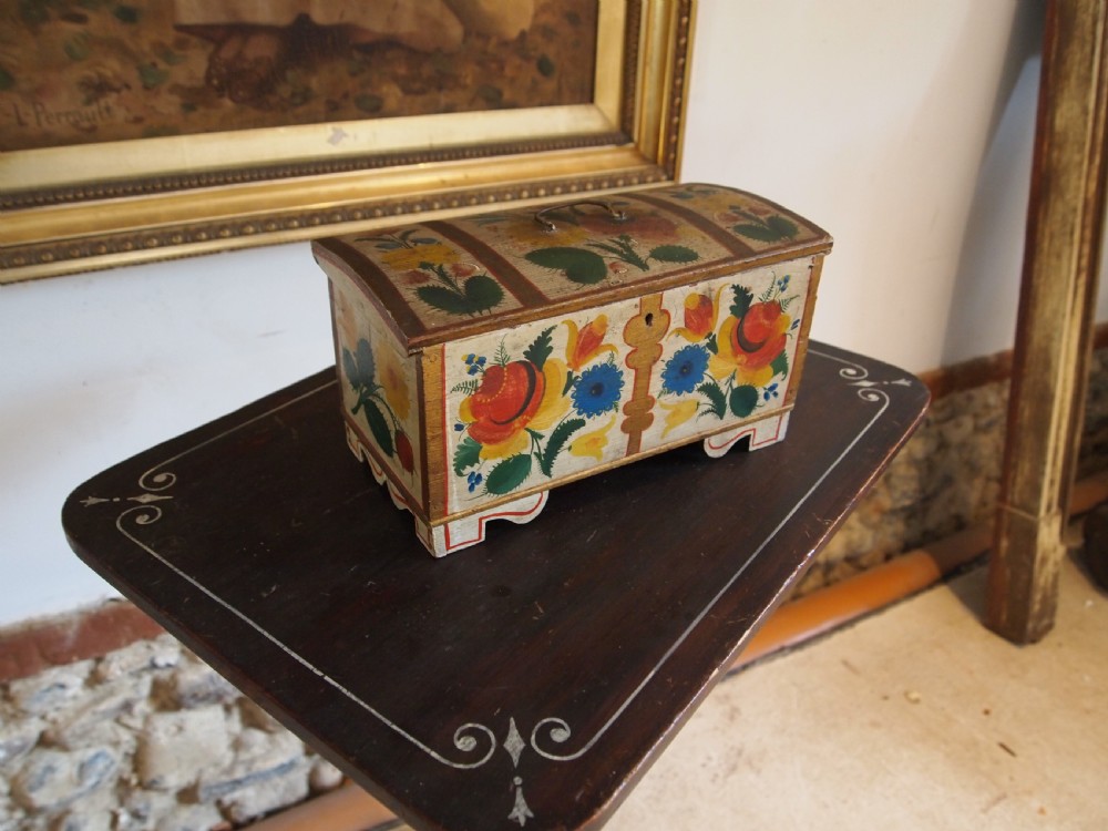 Chest rare Norwegian folk art miniature marriage chest c1850