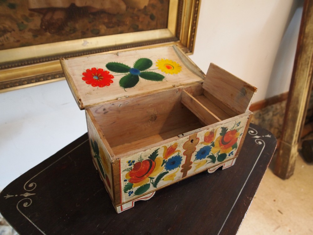 Chest rare Norwegian folk art miniature marriage chest c1850 View VII